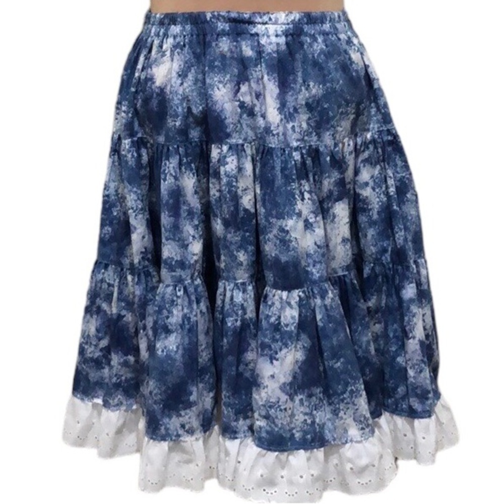 Vintage Skirt Size Small Blue White Tie Dye